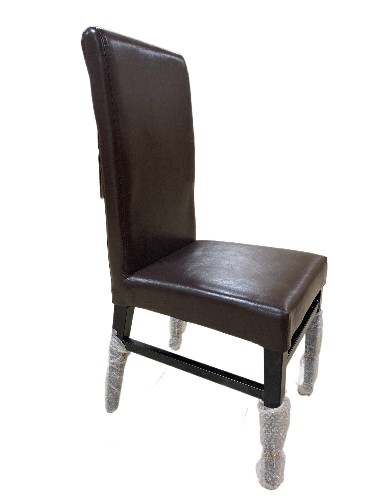 Faux Leather High Back Kitchen Chair Upholstered Armless Side Chair with Waterproof Surface and Metal Frames for Home and Restaurant, Dark Brown