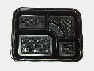 306  5 Compartment Plastic Food Container with Lid (Black)